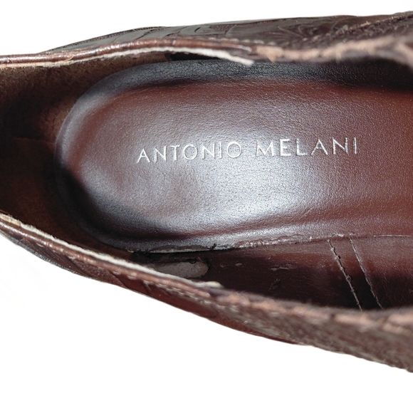 Antonio Melani Brown Embossed Leather Western Bootie Women's Size 9 Ankle Boot - Picture 9 of 12
